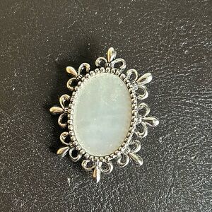 Sarah Coventry Silver Metal Framed Mother of Pearl Brooch